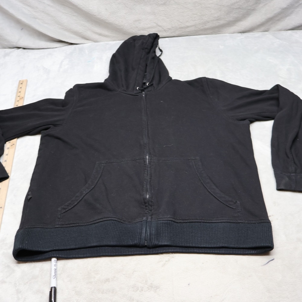 Harley Davidson Hoodie Mens XL Black Biker Full Zip Waffle Knit Streetwear Y2K